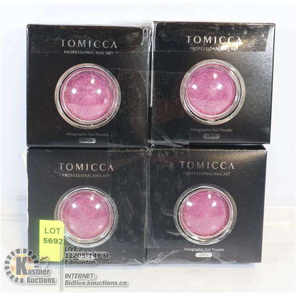 LOT OF 4 TOMICCA HOLOGRAPHIC NAIL POWDER.