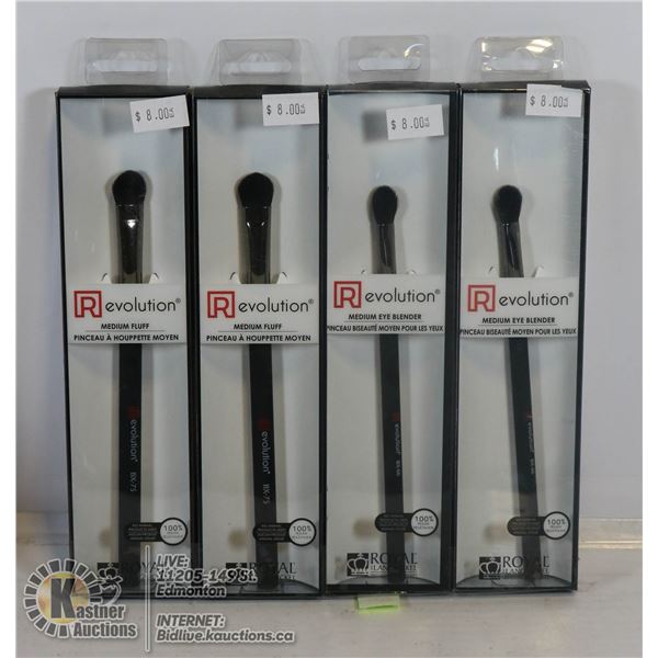 LOT OF FOUR NEW REVOLUTION ASSORTED BRUSHES INCL