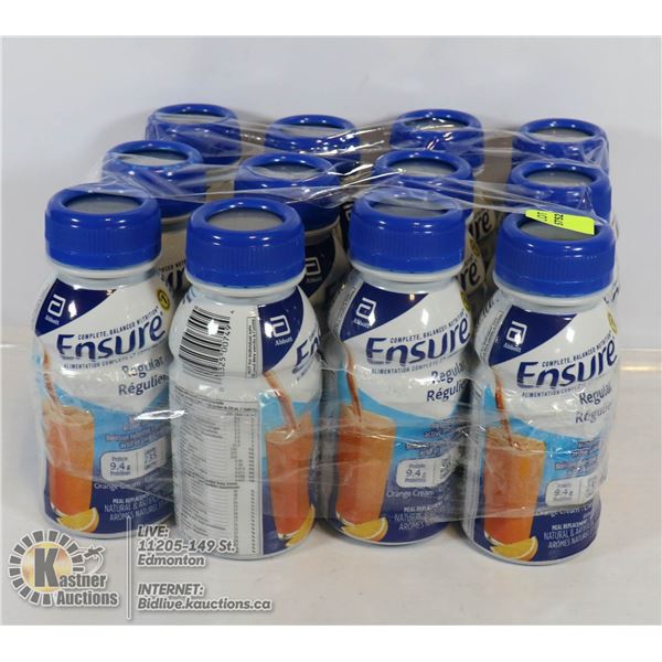 LOT OF 12 ORANGE CREAM ENSURE MEAL REPLACEMENTS.