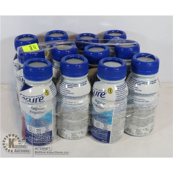 LOT OF 12 MIXED BERRY ENSURE MEAL REPLACEMENTS.