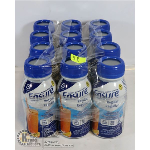 LOT OF 12 ORANGE CREAM ENSURE MEAL REPLACEMENTS.