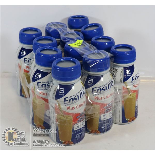 LOT OF 12 BUTTER PECAN ENSURE MEAL REPLACEMENTS.