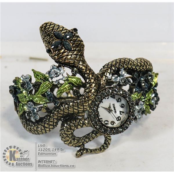 LADIES WRAP AROUND SNAKE RHINESTONE WATCH