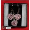 Image 1 : PINK HEART RHINESTONES NECKLACE WITH EARRINGS SET