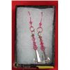 Image 1 : PINK AND CLEAR SWAROVSKI CRYSTALS ON PINK HOOKS