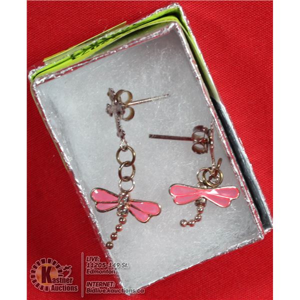 PINK DRAGONFLIES W/CROSS POST EARONAS
