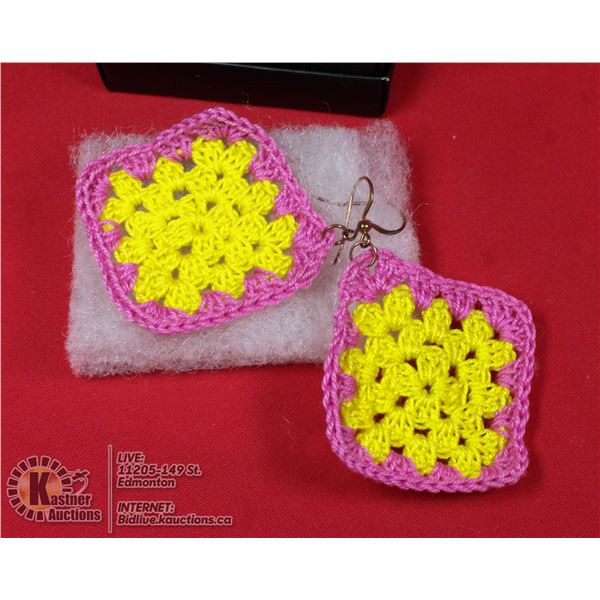 CROCHETED GRANNY SQUARE EARRINGS