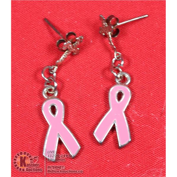 PINK RIBBON W/CROSS POST