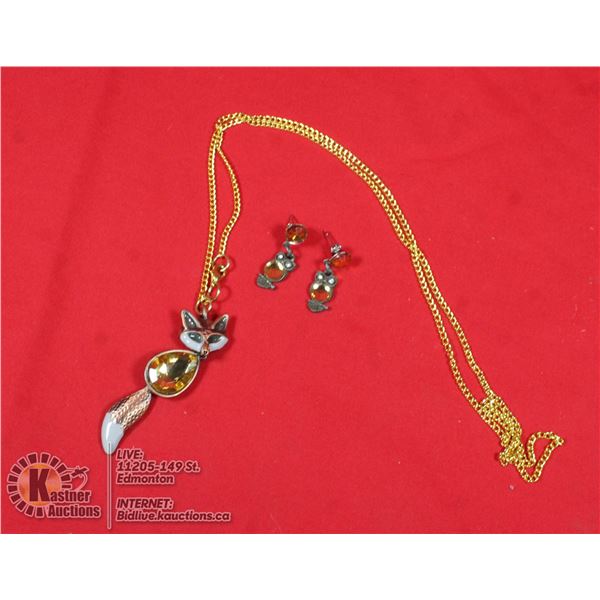 FOX NECKLACE WITH OWL EARRINGS