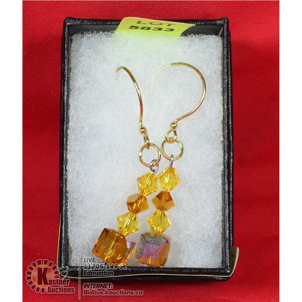 DEEP YELLOW AND GOLD SWAROVSKI CRYSTALS EARRINGS