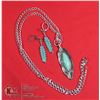 Image 1 : TURQUOISE AND SILVER NECKLACE AND EARRING SET