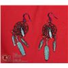 Image 1 : DREAM CATCHER EARRINGS WITH METAL FEATHER ACCENTS
