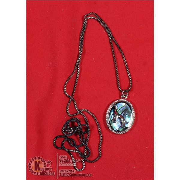 HOWLING WOLF W/ABALONE NECKLACE