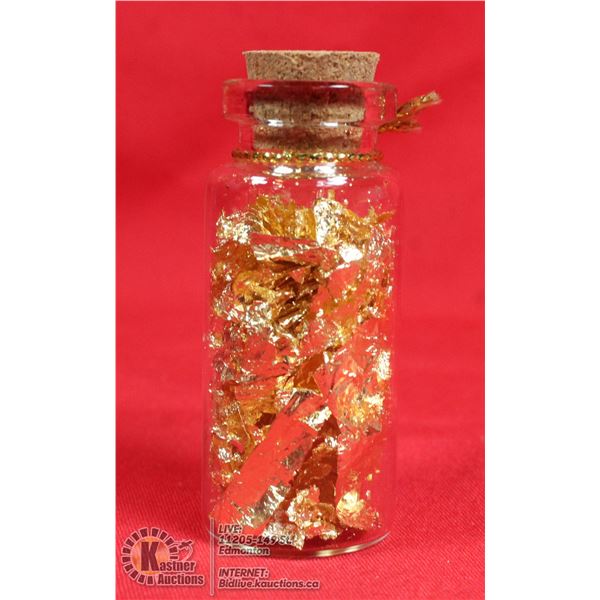 GLASS BOTTLE FILLED WITH GOLD FOIL