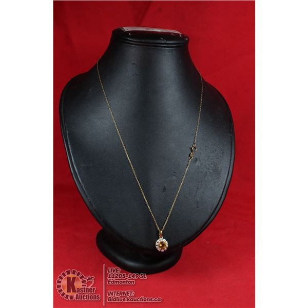 #125-CITRINE PENDANT & NECKLACE 18"