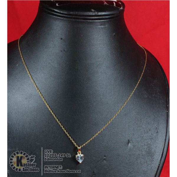 #118-BLUE TOPAZ PENDANT & NECKLACE 18"