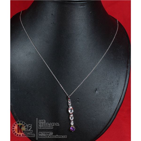 #116-AMETHYST/TOPAZ PENDANT & NECKLACE 18"