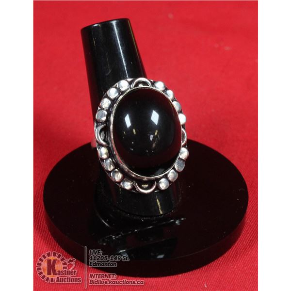 #84-NATURAL BLACK OBSIDIAN RING SIZE 7.5