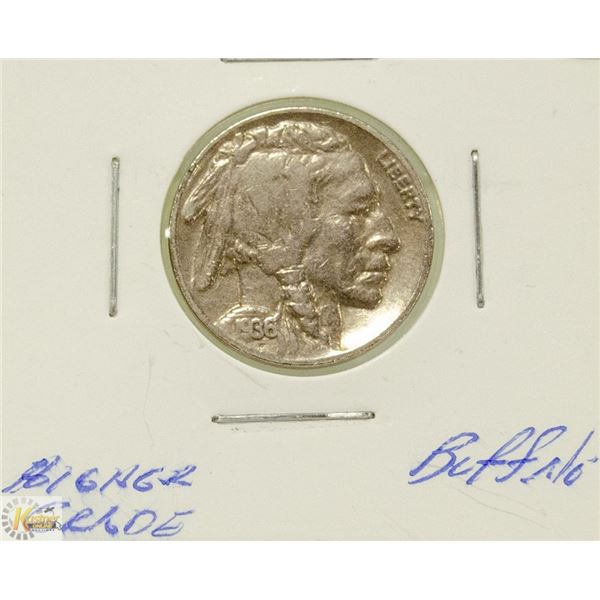 HIGH GRADE 1936 US BUFFALO NICKEL, SHARP DETAILS