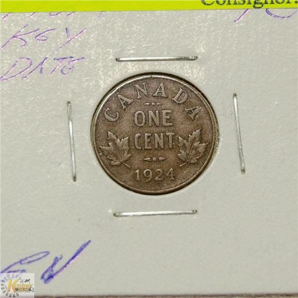 KEY DATE 1924 CANADIAN GV 1 CENT COIN