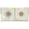 Image 1 : 1919, 1920 CANADIAN GV SILVER 5 CENT COINS