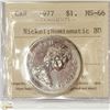 Image 1 : 1977 CANADIAN QEII $1 COIN CERT ICCS MS66