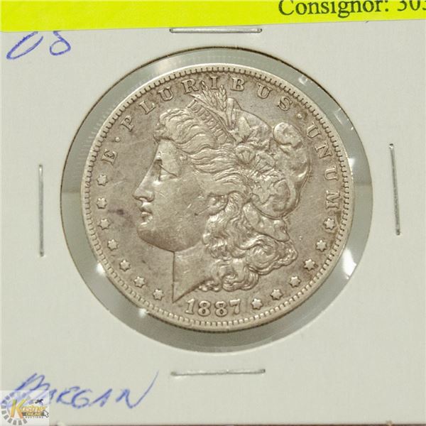 1887 US MORGAN SILVER DOLLAR COIN