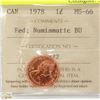 Image 1 : 1978 CANADIAN 1 CENT COIN CERT ICCS MS-66 RED