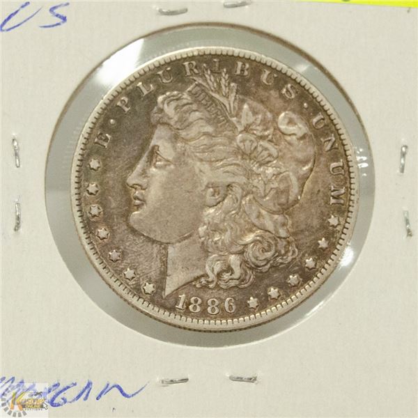 1886 US MORGAN SILVER DOLLAR COIN