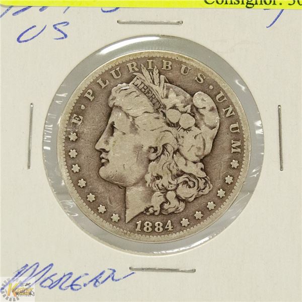 1884S US MORGAN SILVER DOLLAR COIN