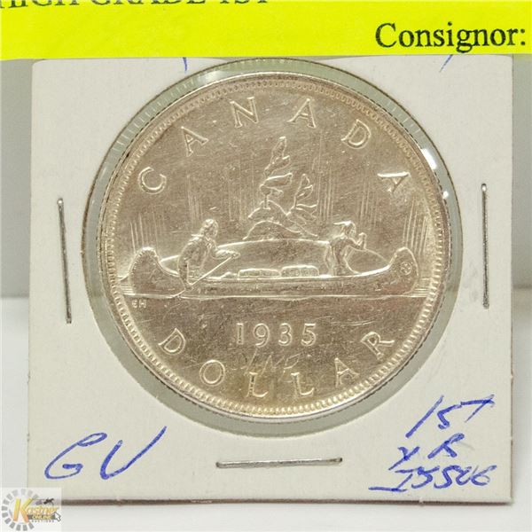1935 CANADIAN GV SILVER $1 COIN HIGH GRADE 1ST