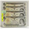 Image 1 : 4 X CONSECUTIVE SERIAL NUMBERS DOLLAR BILLS 1973