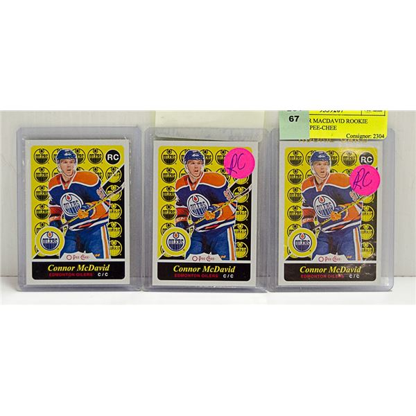 3 CONNOR MACDAVID ROOKIE CARDS O-PEE-CHEE