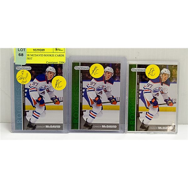 3 CONNOR MCDAVID ROOKIE CARDS PARKHURST