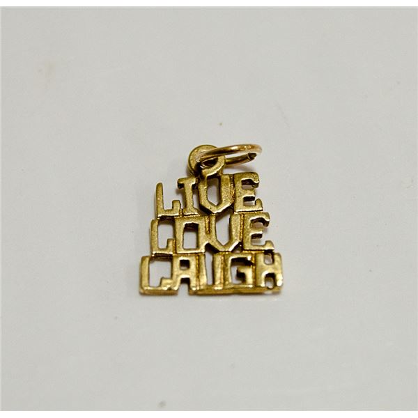 1.5CM LIVE, LOVE, LAUGHT 10K GOLD PENDANT
