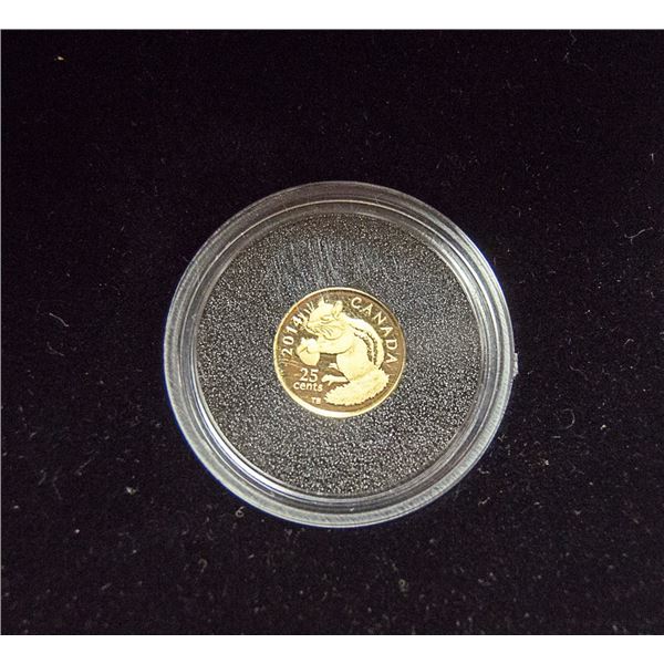 2014 .9999 GOLD CANADA 25 CENT EASTERN CHIPMUNK