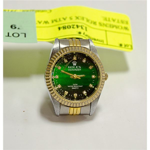 WOMENS REPLICA ROLEX 5 ATM WATCH. ESTATE. QUARTZ & NOT RUNNING