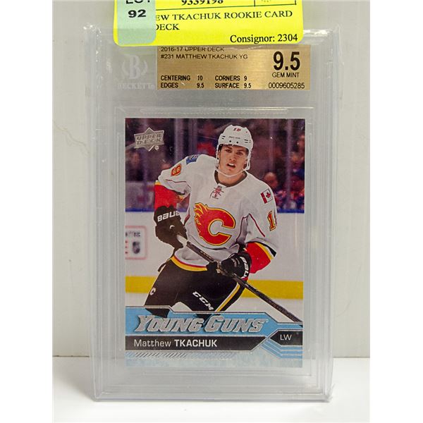 MATTHEW TKACHUK ROOKIE CARD UPPER DECK
