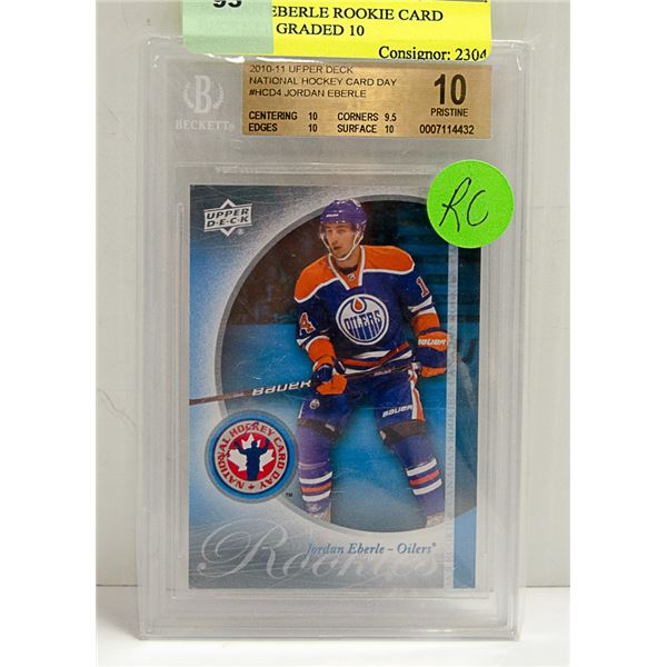 JORDAN EBERLE ROOKIE CARD BECKETT GRADED 10