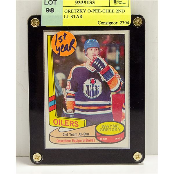 WAYNE GRETZKY O-PEE-CHEE 2ND TEAM ALL STAR
