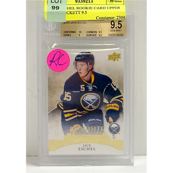JACK EICHEL ROOKIE CARD UPPER DECK BECKETT 9.5