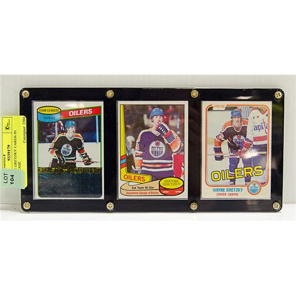 3 WAYNE GRETZKY CARDS IN BLACK CASE
