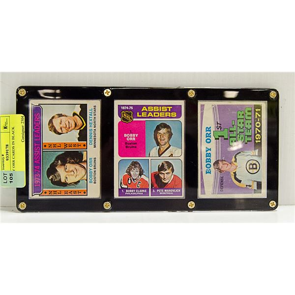 3 BOBBY ORR CARDS IN BLACK CASE