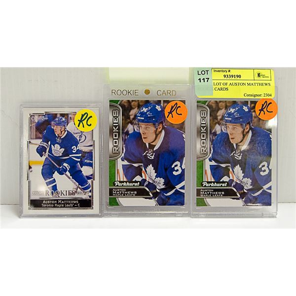 3 CARD LOT OF AUSTON MATTHEWS ROOKIE CARDS