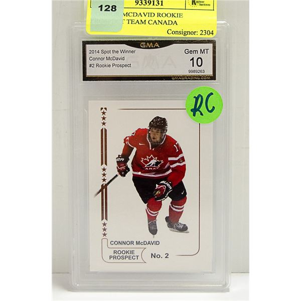 CONNOR MCDAVID ROOKIE PROSPECT TEAM CANADA