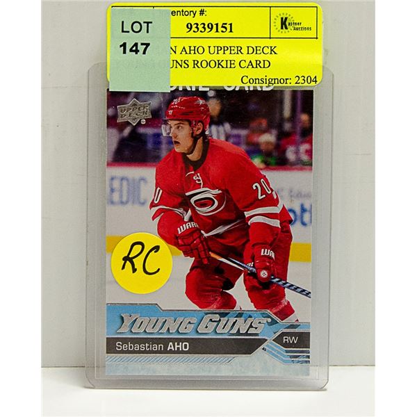 SEBASTIAN AHO UPPER DECK YOUNG GUNS ROOKIE CARD