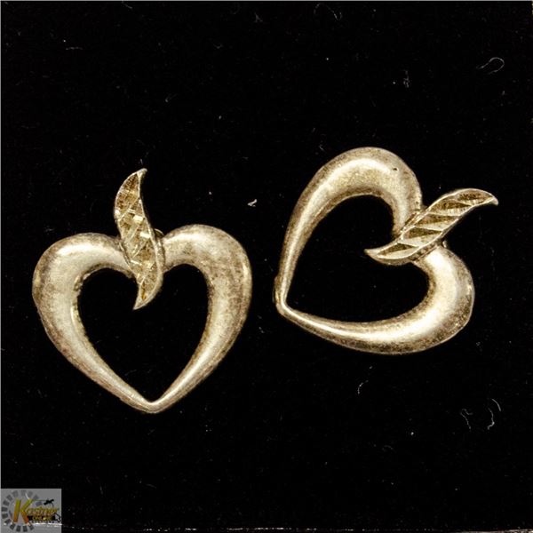 VINTAGE .925 STERLING SILVER HEART EARRINGS