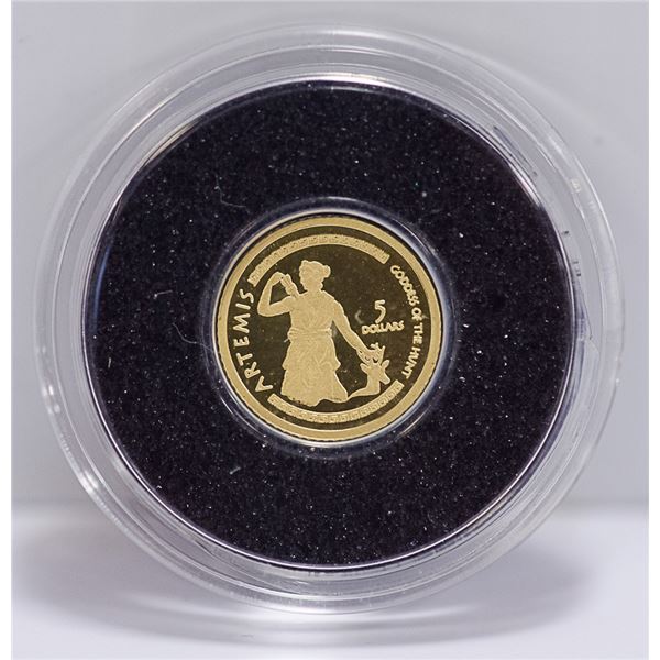 2009 .9999 GOLD $5 "ARTEMIS" FROM COOK ISLANDS