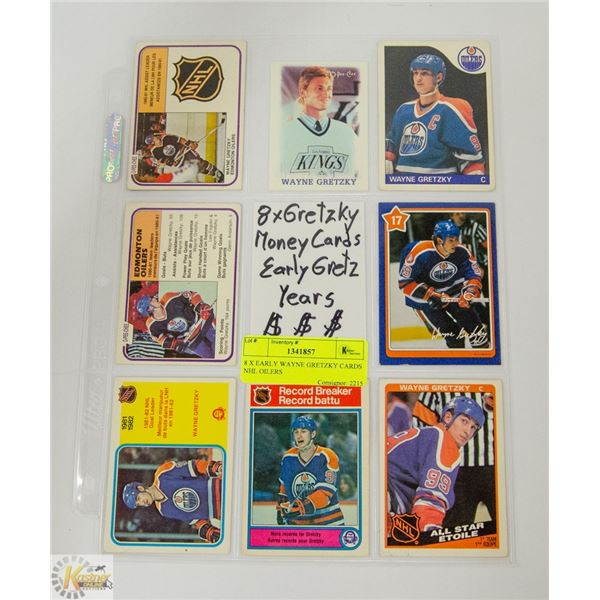8 X EARLY WAYNE GRETZKY CARDS NHL OILERS