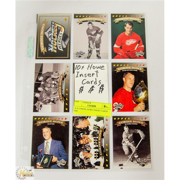 10 X GORDIE HOWE INSERT CARDS NHL